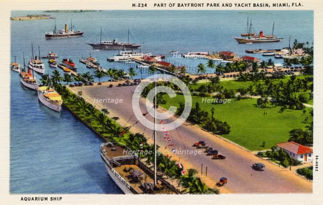 Part of Bayfront Park and the yacht basin, Miami, Florida, USA, 1933. Artist: Unknown