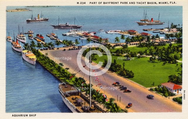 Part of Bayfront Park and the yacht basin, Miami, Florida, USA, 1933. Artist: Unknown