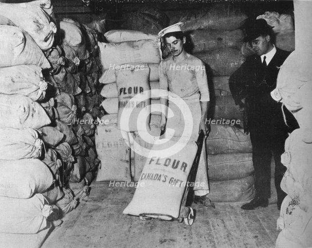 Part of Canada's gift of flour of the relief of war distress in England', 1915. Artist: Unknown.