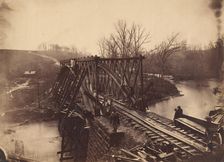 Part of Construction Corps Building New Military Truss Bridge Across Bull Run, April 1863. Creator: Egbert Guy Fowx