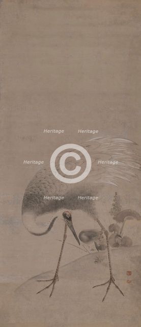 Part of diptych with two cranes, 1760-1765. Creator: Okyo; Maruyama (1733-1795).