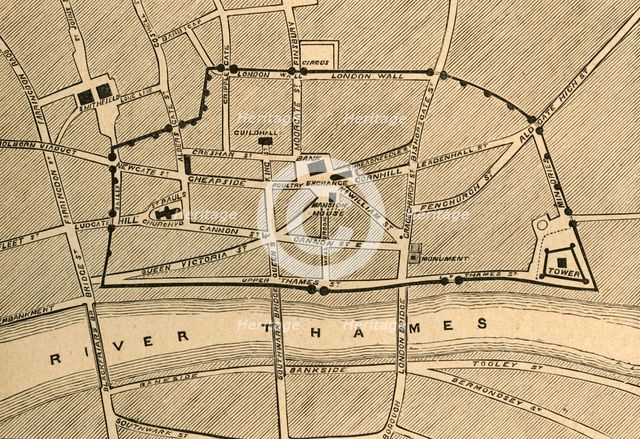 'Part of Modern London, Showing the Ancient Wall', 1897. Creator: Unknown.