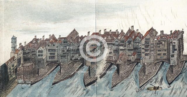 Part of Old London Bridge, c1600. Artist: Unknown