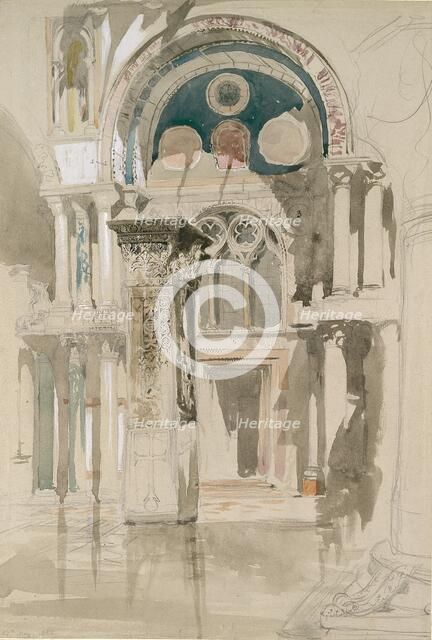 Part of Saint Mark's Basilica, Venice: Sketch after Rain, 27 May 1846. Artist: John Ruskin.