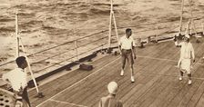 Partners - A game of deck tennis in the Renown 1927, (1937). Creator: Unknown