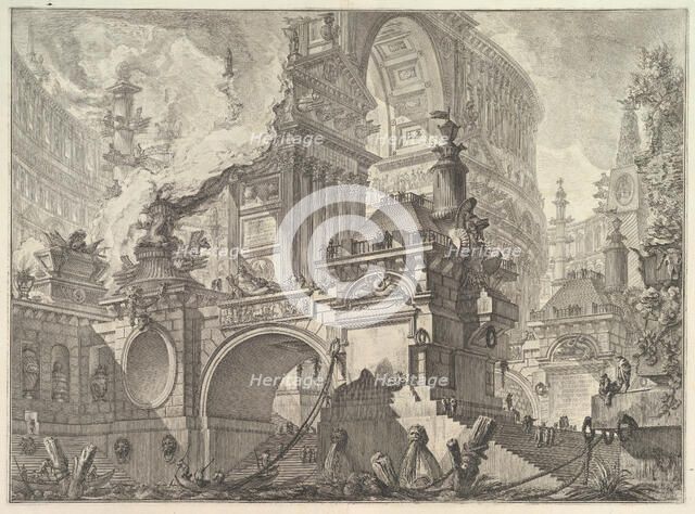 Parte di ampio magnifico Porto all'uso degli antichi Romani, ove si scuopre l'inter..., ca. 1749-50. Creator: Giovanni Battista Piranesi.