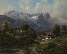 Partenkirchen in Bavaria at Sunrise, 1860. Creator: Karl Millner