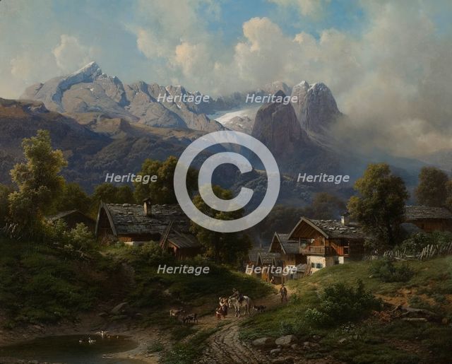 Partenkirchen in Bavaria at Sunrise, 1860. Creator: Karl Millner.