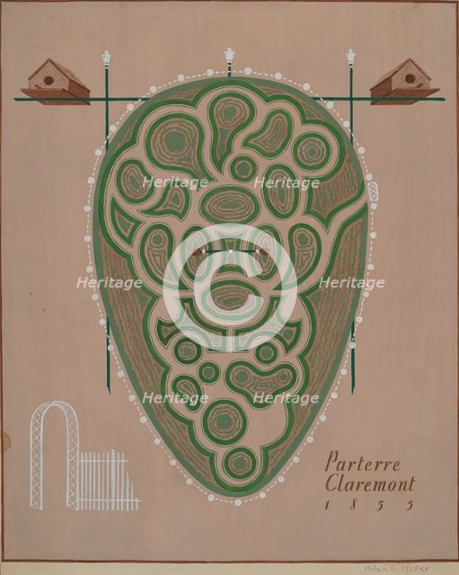 Parterre Claremont, c. 1936. Creator: Helen Miller.