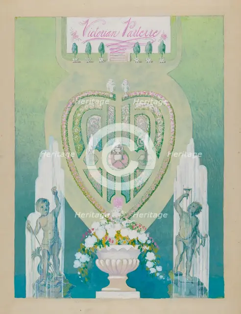 Parterre and Fountains of Blind Institution, c. 1936. Creator: Joseph Stonefield.