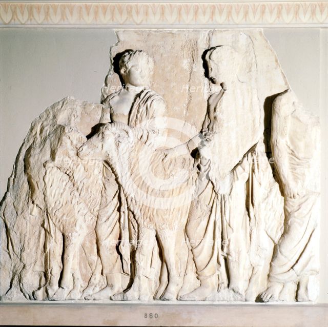 Parthenon Frieze, Elgin Marbles, Sacrifice Procession with Ram, c5th century BC. Artist: Phidias.