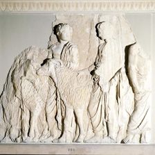 Parthenon Frieze, Elgin Marbles, Sacrifice Procession with Ram, c5th century BC. Artist: Phidias