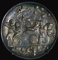 Parthian silver dish showing Dionysus with Ariadne