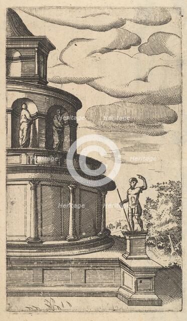 Partial view of a Building [Sepulchrum Adriani] from the series 'Ruinarum variarum fabrica..., 1554. Creator: Lambert Suavius.