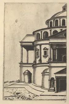 Partial View of a Building [Templum Isaiae Prophetae] from the series Ruinarum variarum f..., 1554. Creator: Lambert Suavius