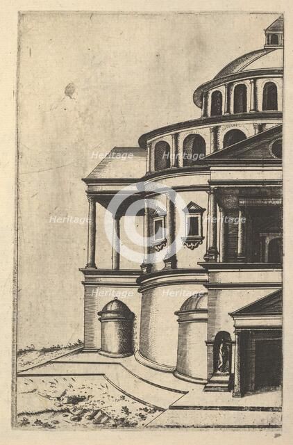 Partial View of a Building [Templum Isaiae Prophetae] from the series 'Ruinarum variarum f..., 1554. Creator: Lambert Suavius.