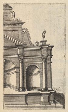 Partial View of a Monument [Mercurii Templum] from the series Ruinarum variarum fabricaru..., 1554. Creator: Lambert Suavius