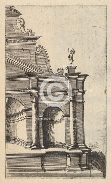 Partial View of a Monument [Mercurii Templum] from the series 'Ruinarum variarum fabricaru..., 1554. Creator: Lambert Suavius.