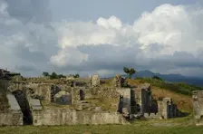 Partial view of the amphitheater ruins, ancient city of Salona, Solin, Croatia, 2018. Creator: Unknown