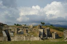 Partial view of the amphitheater ruins, ancient city of Salona, Solin, Croatia, 2018. Creator: Unknown