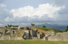 Partial view of the amphitheater ruins, ancient city of Salona, Solin, Croatia, 2018. Creator: Unknown