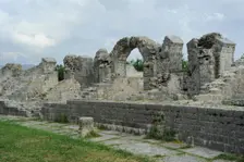 Partial view of the amphitheater ruins, ancient city of Salona, Solin, Croatia, 2018. Creator: Unknown