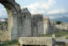 Partial view of the amphitheater ruins, ancient city of Salona, Solin, Croatia, 2018. Creator: Unknown