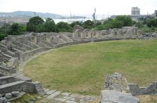 Partial view of the amphitheater ruins, ancient city of Salona, Solin, Croatia, 2018. Creator: Unknown
