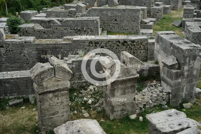 Partial view of the amphitheater ruins, ancient city of Salona, Solin, Croatia, 2018.  Creator: Unknown.