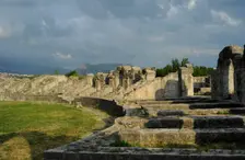 Partial view of the amphitheater ruins, ancient city of Salona, Solin, Croatia, 2018. Creator: Unknown