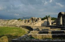 Partial view of the amphitheater ruins, ancient city of Salona, Solin, Croatia, 2018. Creator: Unknown