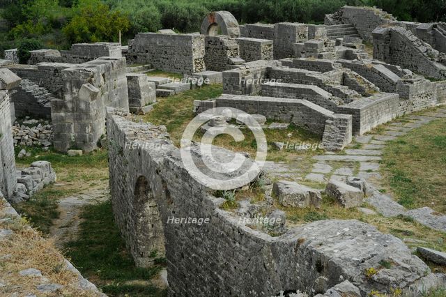 Partial view of the amphitheater ruins, ancient city of Salona, Solin, Croatia, 2018.  Creator: Unknown.