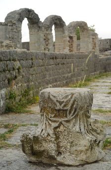Partial view of the amphitheater ruins, ancient city of Salona, Solin, Croatia, 2018. Creator: Unknown