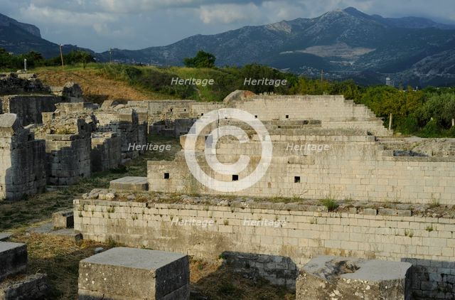 Partial view of the amphitheater ruins, ancient city of Salona, Solin, Croatia, 2018.  Creator: Unknown.
