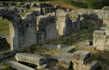 Partial view of the amphitheater ruins, ancient city of Salona, Solin, Croatia, 2018. Creator: Unknown