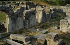 Partial view of the amphitheater ruins, ancient city of Salona, Solin, Croatia, 2018. Creator: Unknown