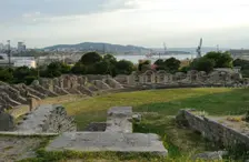 Partial view of the amphitheater ruins, ancient city of Salona, Solin, Croatia, 2018. Creator: Unknown
