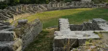 Partial view of the amphitheater ruins, ancient city of Salona, Solin, Croatia, 2018. Creator: Unknown