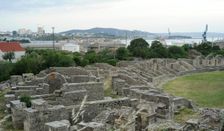 Partial view of the amphitheater ruins, ancient city of Salona, Solin, Croatia, 2018. Creator: Unknown