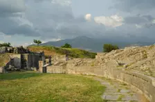 Partial view of the amphitheater ruins, ancient city of Salona, Solin, Croatia, 2018. Creator: Unknown