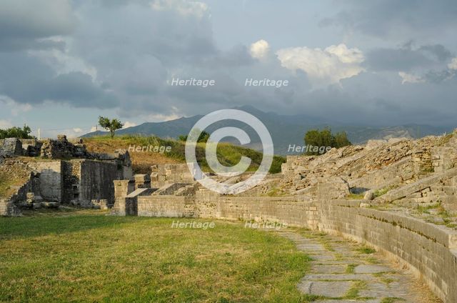 Partial view of the amphitheater ruins, ancient city of Salona, Solin, Croatia, 2018.  Creator: Unknown.