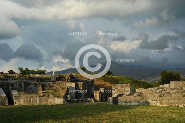 Partial view of the amphitheater ruins, ancient city of Salona, Solin, Croatia, 2018.  Creator: Unknown.