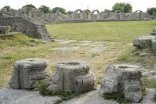 Partial view of the amphitheater ruins, ancient city of Salona, Solin, Croatia, 2018. Creator: Unknown