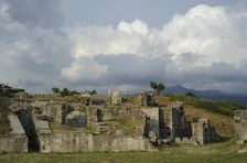 Partial view of the amphitheater ruins, ancient city of Salona, Solin, Croatia, 2018. Creator: Unknown