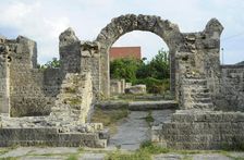 Partial view of the amphitheater ruins, ancient city of Salona, Solin, Croatia, 2018. Creator: Unknown