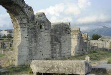 Partial view of the amphitheater ruins, ancient city of Salona, Solin, Croatia, 2018. Creator: Unknown