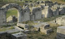 Partial view of the amphitheater ruins, ancient city of Salona, Solin, Croatia, 2018. Creator: Unknown