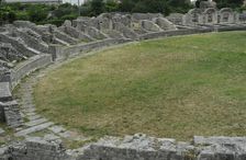 Partial view of the amphitheater ruins, ancient city of Salona, Solin, Croatia, 2018. Creator: Unknown