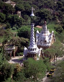 Partial view of the entrance to Park Güell, designed by Antoni Gaudí between 1900/14