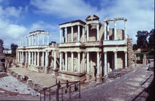 Partial view of the Roman theater in Mérida